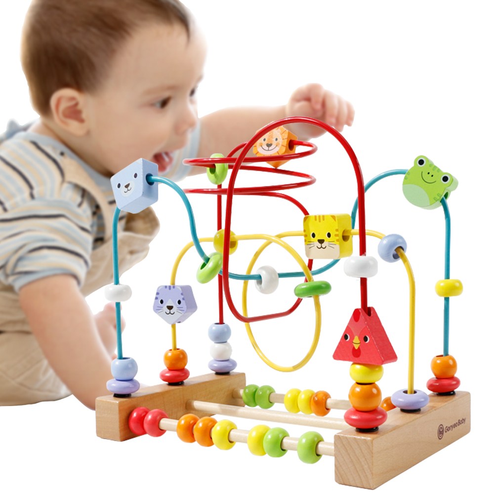 고려베이비 동물 과일 원목 롤러코스터 장난감 구슬 놀이 소근육발달 완구 아기 유아 교구, 1개, 현재가 22,420원