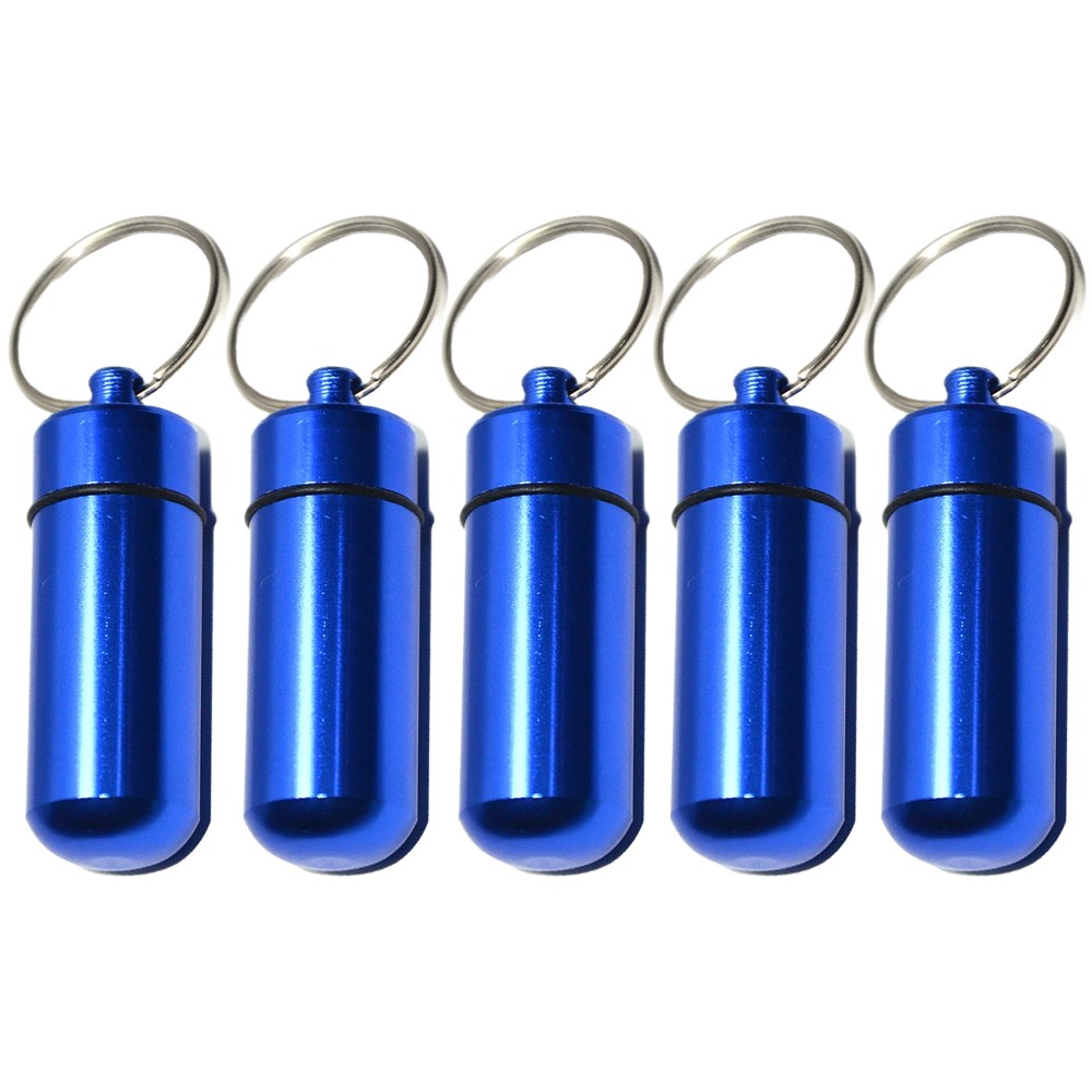 휴앤코 4+1 휴대용 알루미늄 알약통 비타민 영양제 방수 밀폐 케이스, 1세트, 블루(4+1) 9,300원