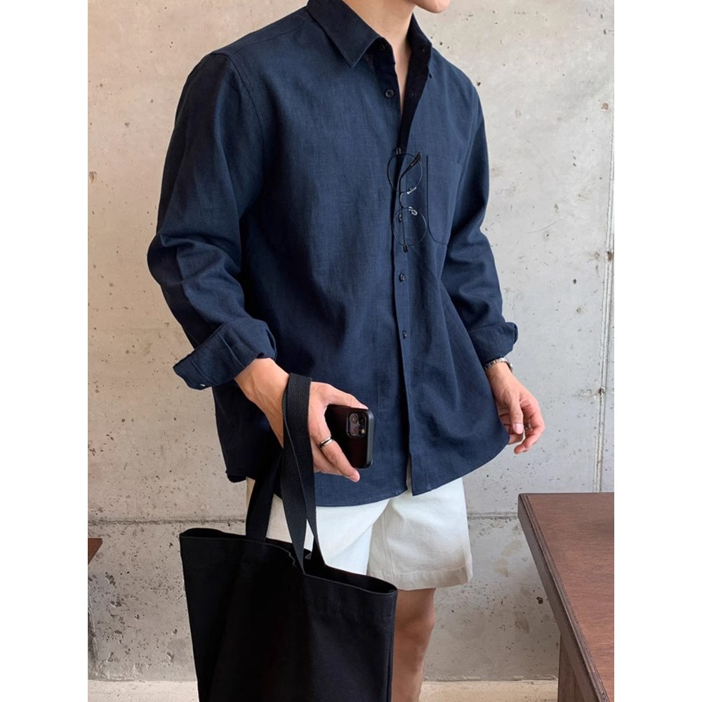 ANYOU 남성용 베이직 긴팔 셔츠 사계절 캐주얼 셔츠 고급 남자셔츠 19,800원