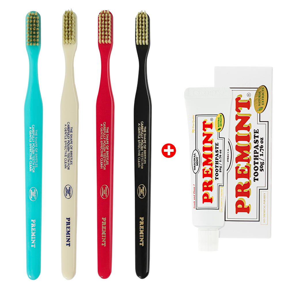 PREMINT 프레민트 프리미엄 칫솔 4종(아쿠아,아이보리블루,레드,블랙) + 프레민트 오리지널민트 치약 50g 33,000원