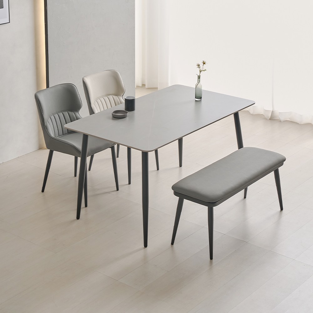 라로퍼니처 캐슬 1250 1400 포세린 통 세라믹 4인 식탁 세트 (식탁+의자2+벤치1) 224,000원