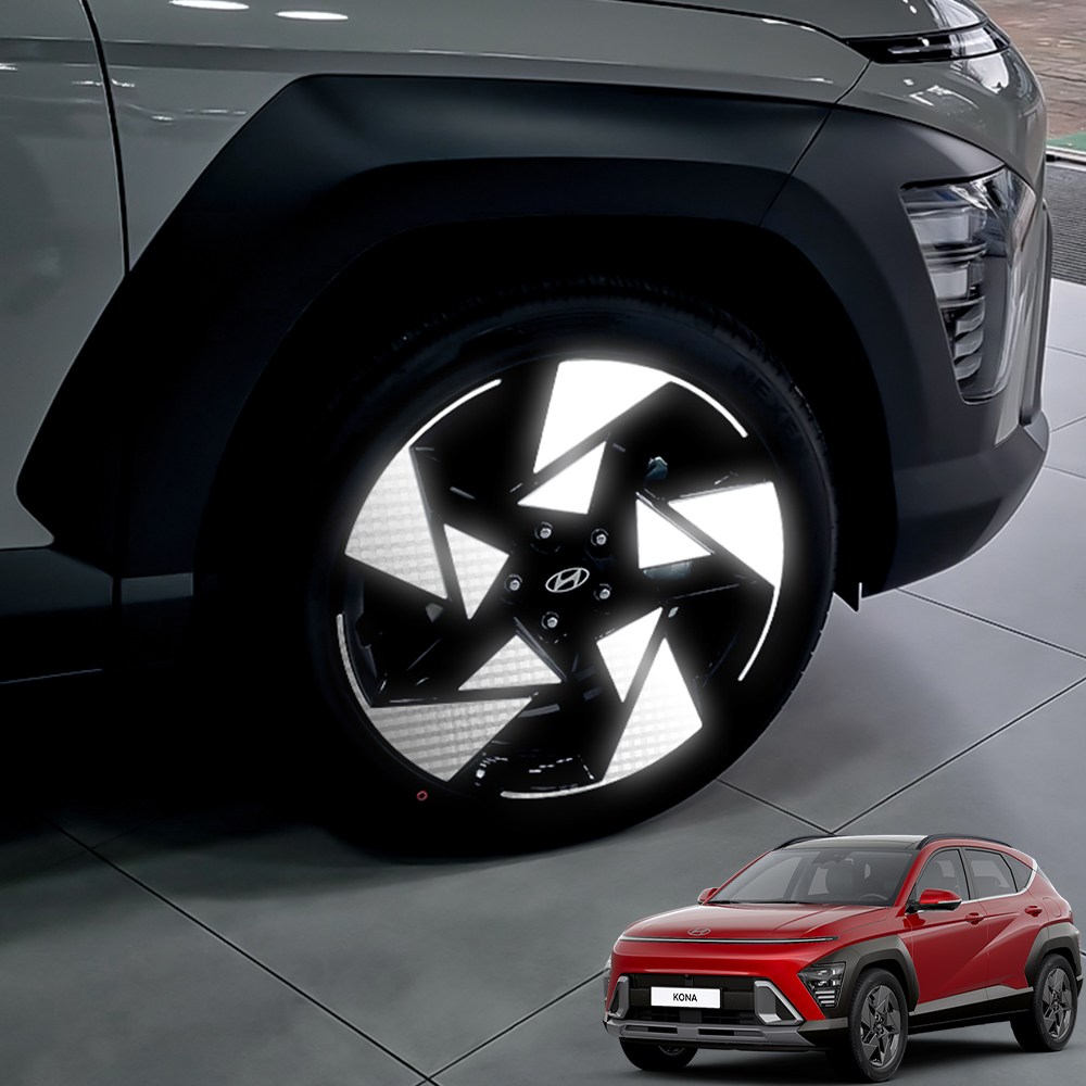 영카클럽 디올뉴코나 호환 19인치 반사 휠스티커 리플렉터 튜닝 꾸미기 악세사리 용품, 1개 58,000원