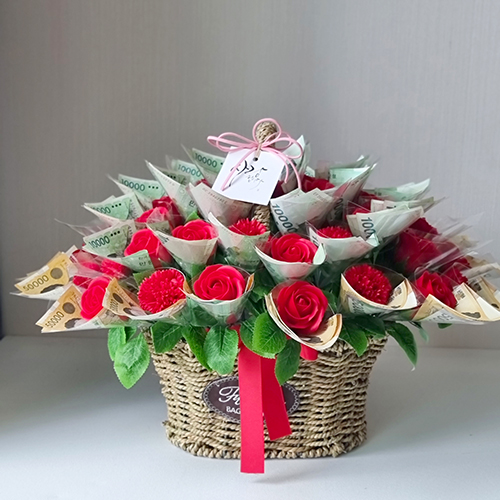 (늘솜아뜰리에) 감사의 마음 비누꽃 돈꽃바구니 돈바구니 어버이날 스승의날 생일 결혼기념일 회갑 59,000원