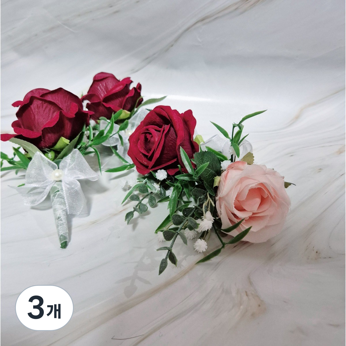 그레이스 웨딩 장미 코사지 자석형, 핑크2개, 3개 35,950원