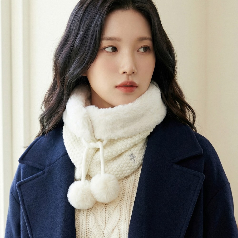 까스텔바작 CSW-67 여성 퍼 니트 넥워머 방한 단추 방울 넥워머 35,000원