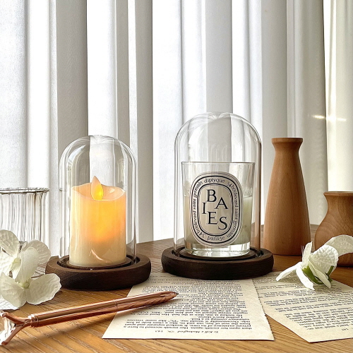 월넛 유리돔 캔들 커버 우드 받침 글라스 돔 장식 15,800원