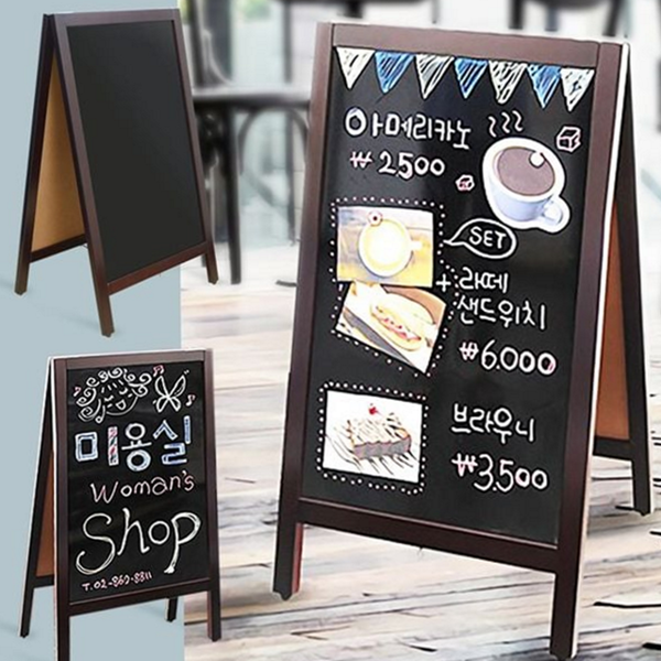 양면 보드 판 이동식 스탠드 마카 칠판 보드 목재 메뉴판 음식점 입간판 카페 광고 분필 매장 자석 안내 235,070원