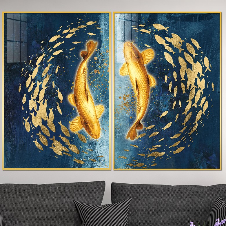 아트블루 돈 들어오는 그림 황금 잉어 물고기떼 구어도 인테리어 풍수 액자, 물고기떼 C+D 큰황금잉어)_2개세트 157,800원
