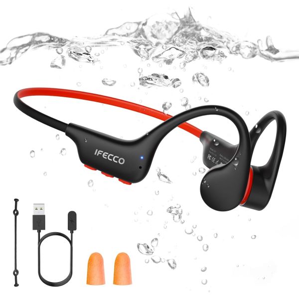 IFECCO 수영 헤드폰 블루투스 6.0 - IP68 방수 골전도 8G MP3로 수중에서 이어버드 달리기 사이클링 스포츠용 95,270원