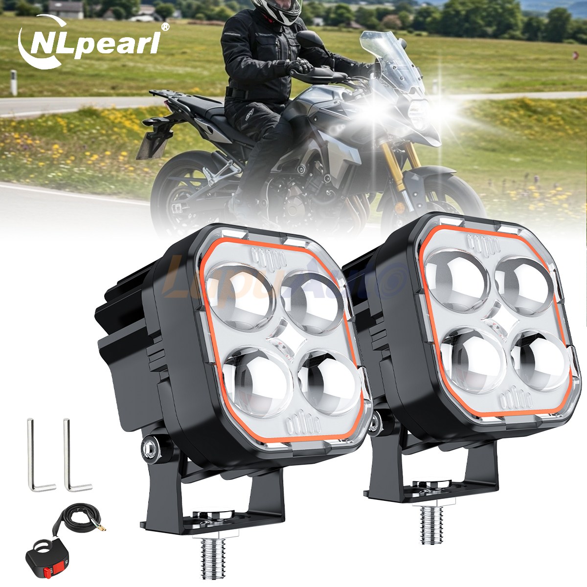 12V-24V 오토바이 LED 램프 2.5인치 레드 조리개 3선 스위치, 1세트 29,800원