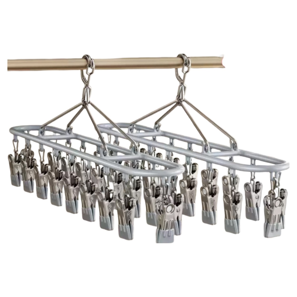 1+1 스텐 양말 건조대 속옷 옷걸이 집게 건조대 20클립, 스카이그레이, 2개 15,400원