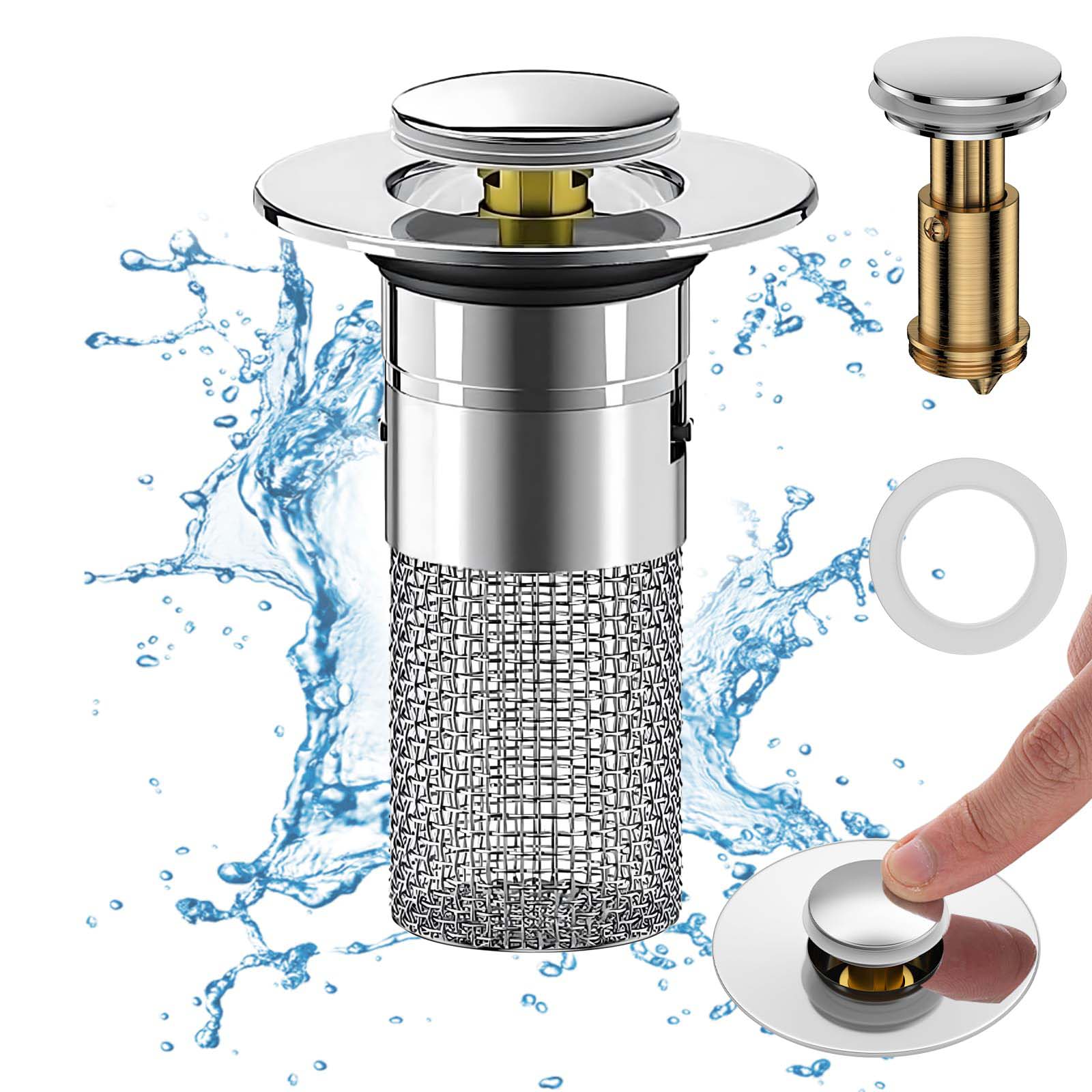 루이 프리미엄 세면대 팝업 거름망 스테인리스 스틸 필터 내장형 이중 기능, 1개 9,900원