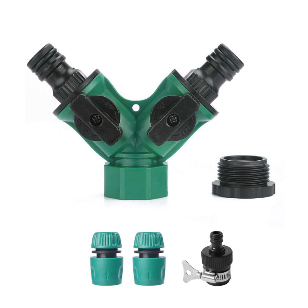 한수 Y자 2구 밸브형 호스 분배기세트 호환호스 12mm-16mm, 멀티(혼합색상), 1세트 6,350원