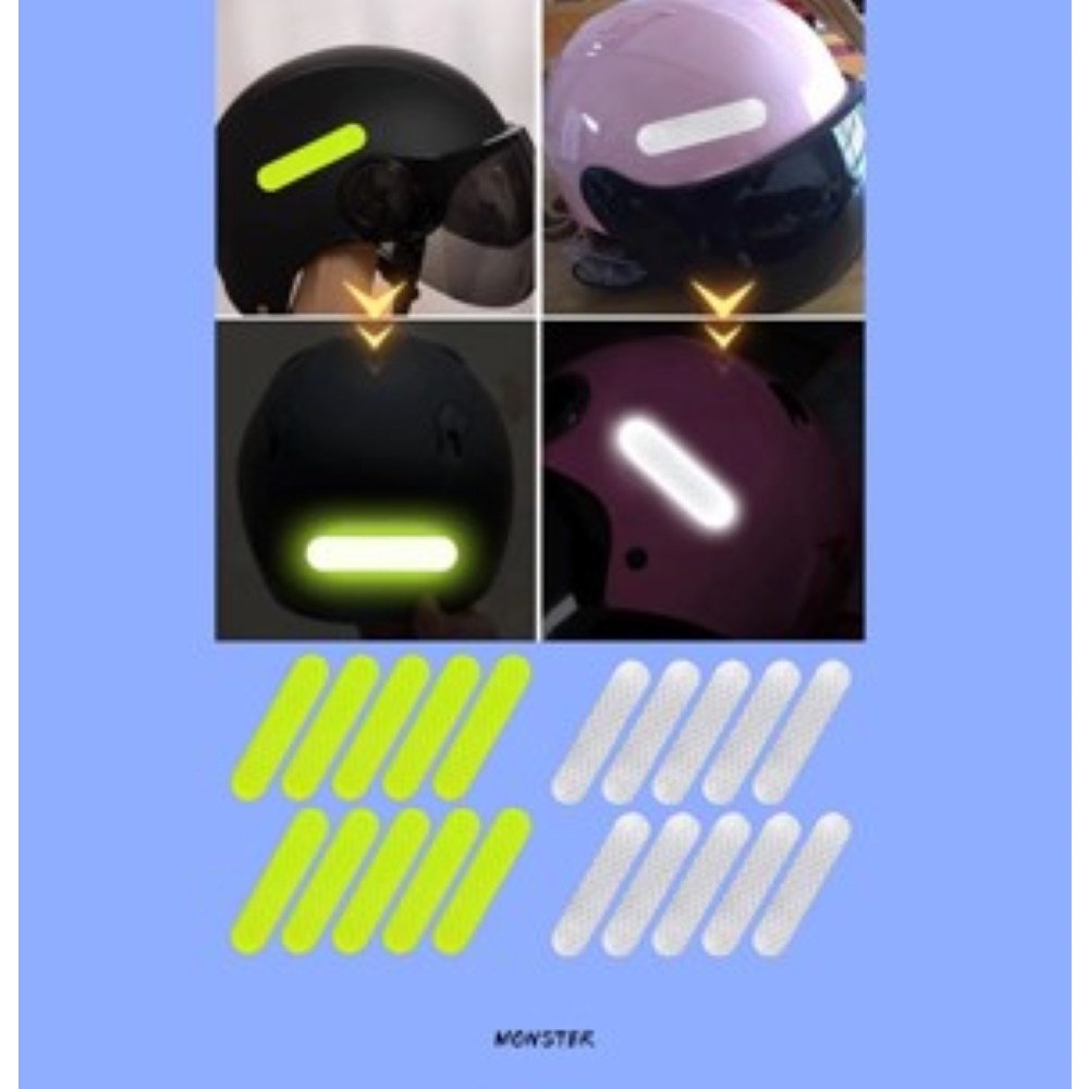 형광 빛 반사 야광 스티커 야간 라이딩 경고 전방 후방 킥보드 오토바이 헬멧 자동차 휠 하이바 부착 1,900원