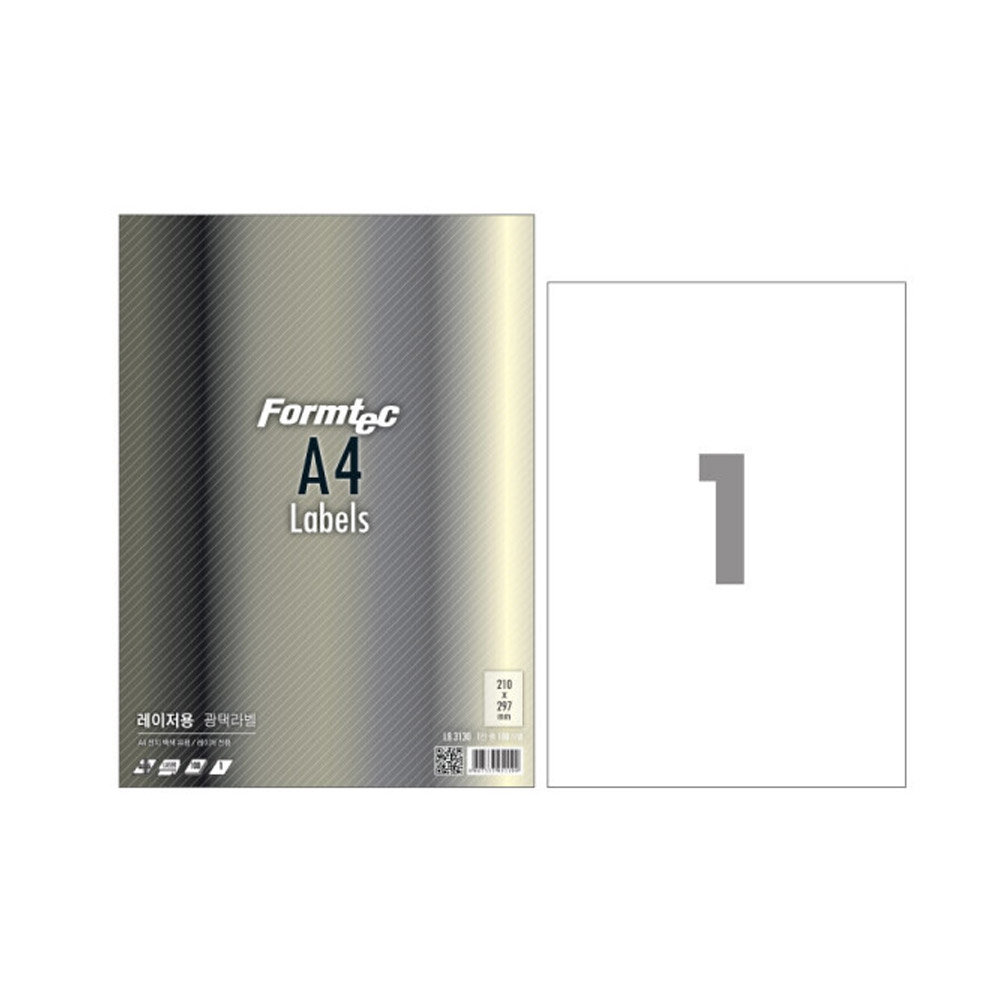 폼텍 레이저전용 광택라벨 LB-3130 1칸 A4사이즈 100매 21,000원