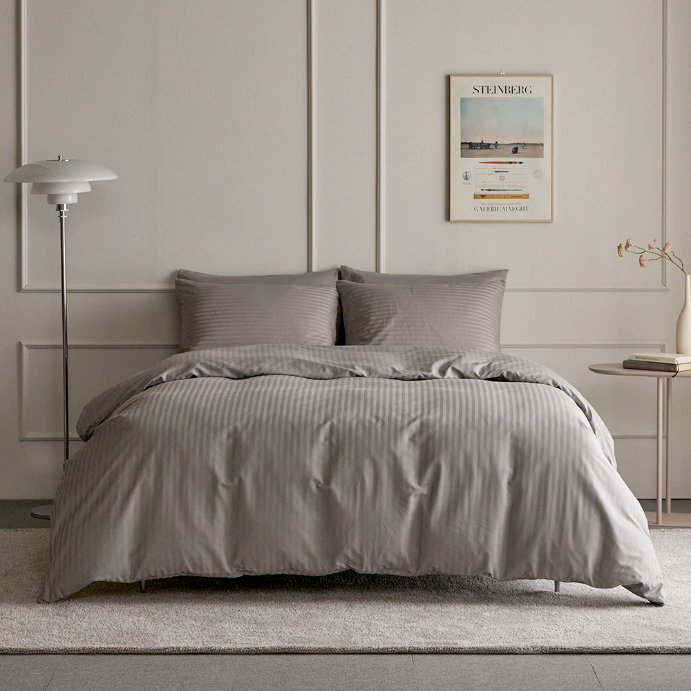 바운티풀 60수 스트라이프 호텔 이불커버, 그레이 44,100원