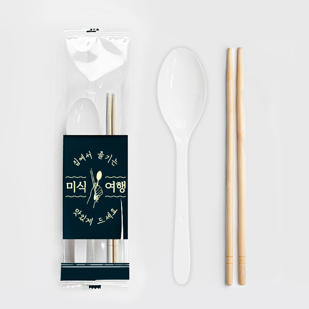 진담팩 일회용 숟가락 젓가락 2종 세트 투명 인쇄 포장지(숟가락 백색), 1세트, 500개입 25,800원
