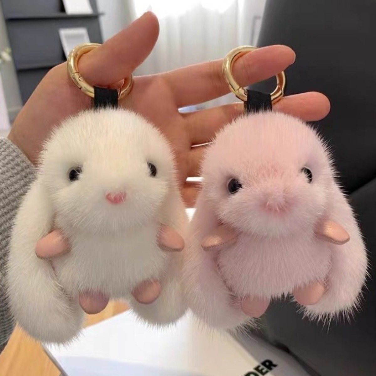 툴이모니 부드러운 천연 토끼 인형 가방고기 열쇠키링 11,800원