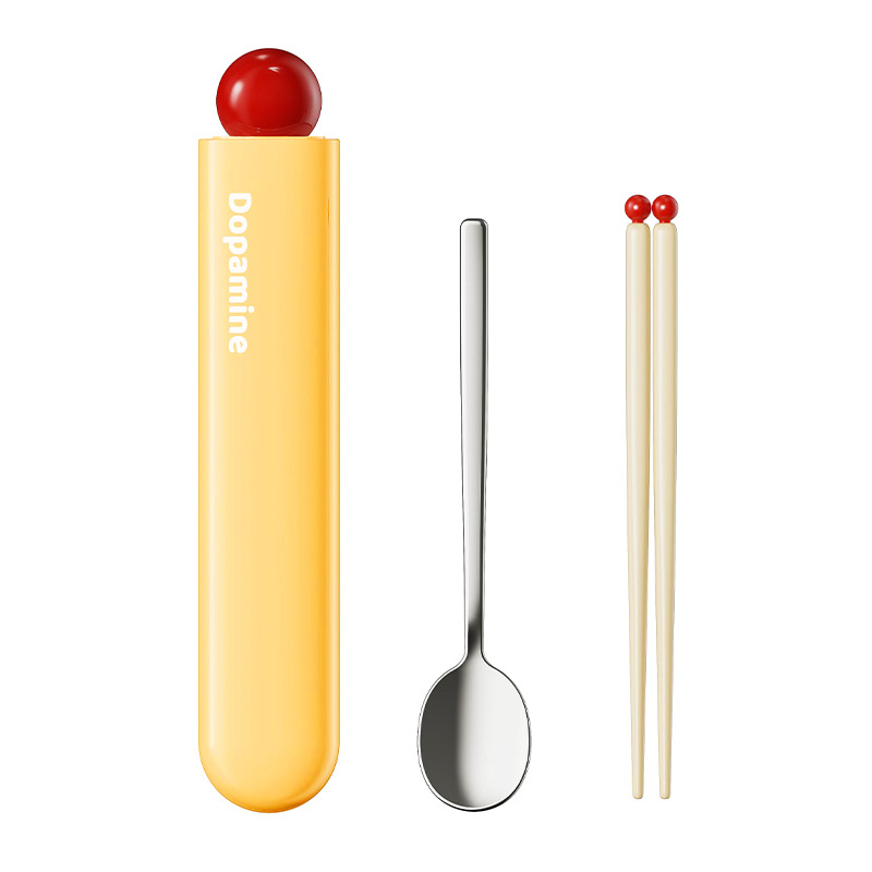 귀월미 도파민 휴대용 수저세트, 노란색, 1개, 숟가락 + 젓가락 + 수납 케이스 17,630원