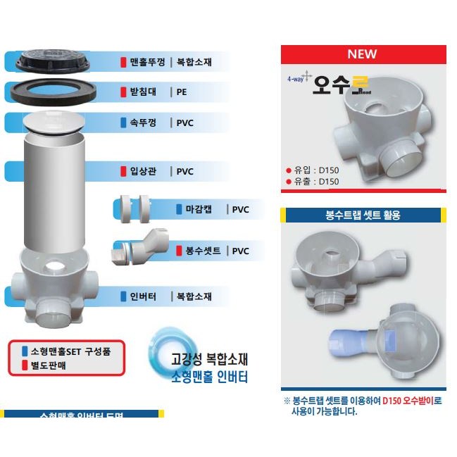 오수받이 PVC 세트 입상관 인버터 봉수트랩 마감캡, 1개 169,000원