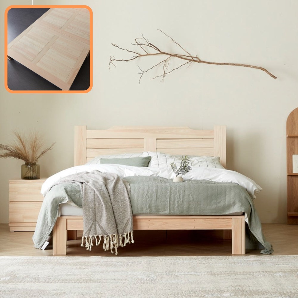 바르숲 고급무절 슬림형 침대 프레임 편백나무 통원목 평상형 침대 1,248,000원