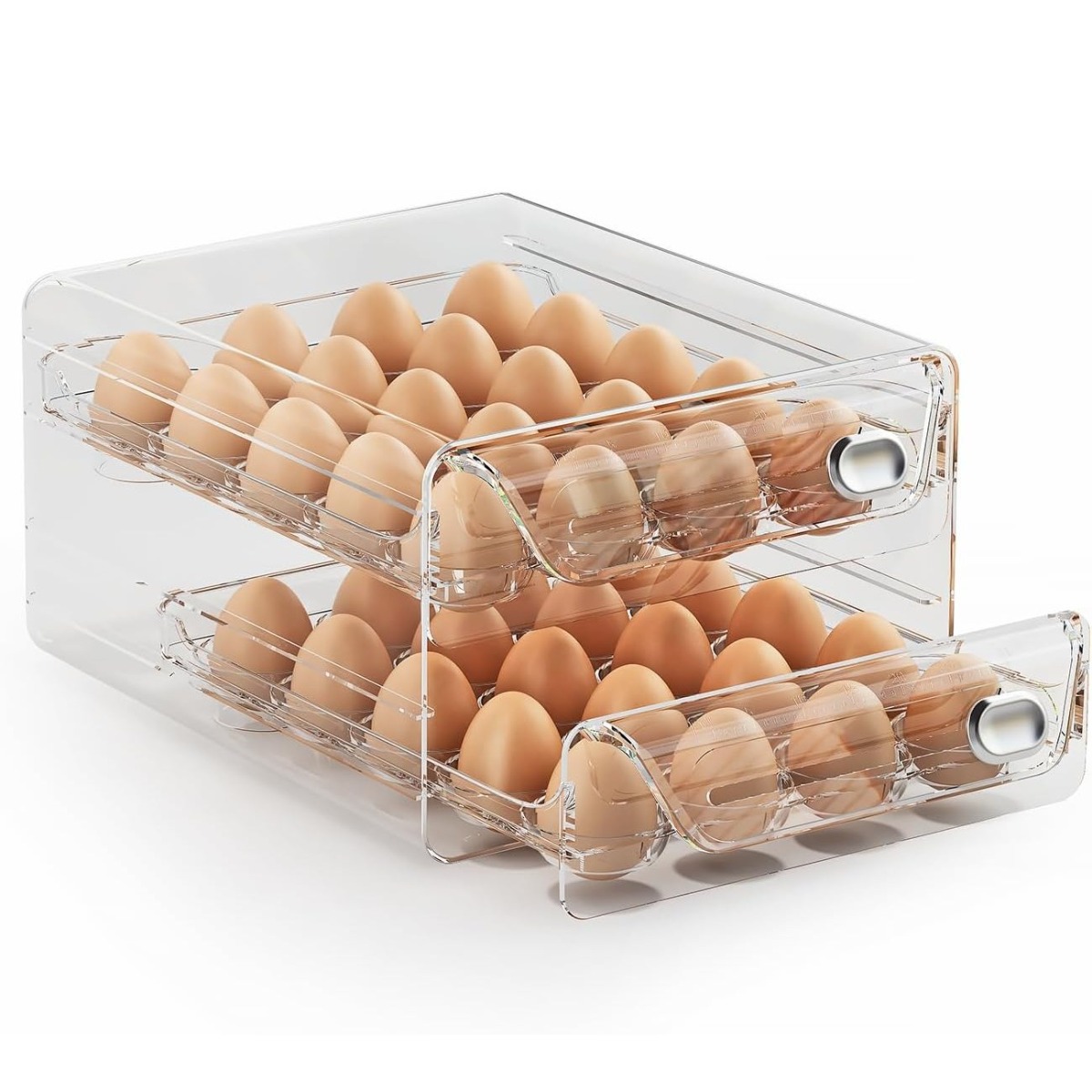 Topsun 냉장고 용 계란 상자, 냉장고 용 계란 홀더, 쌓을 수있는 계란 정리기, 냉장고 용 계란 크리스퍼, 2 단 계란 트레이, 투명 계란 정리기, BPA 무료, 1개 7,000원