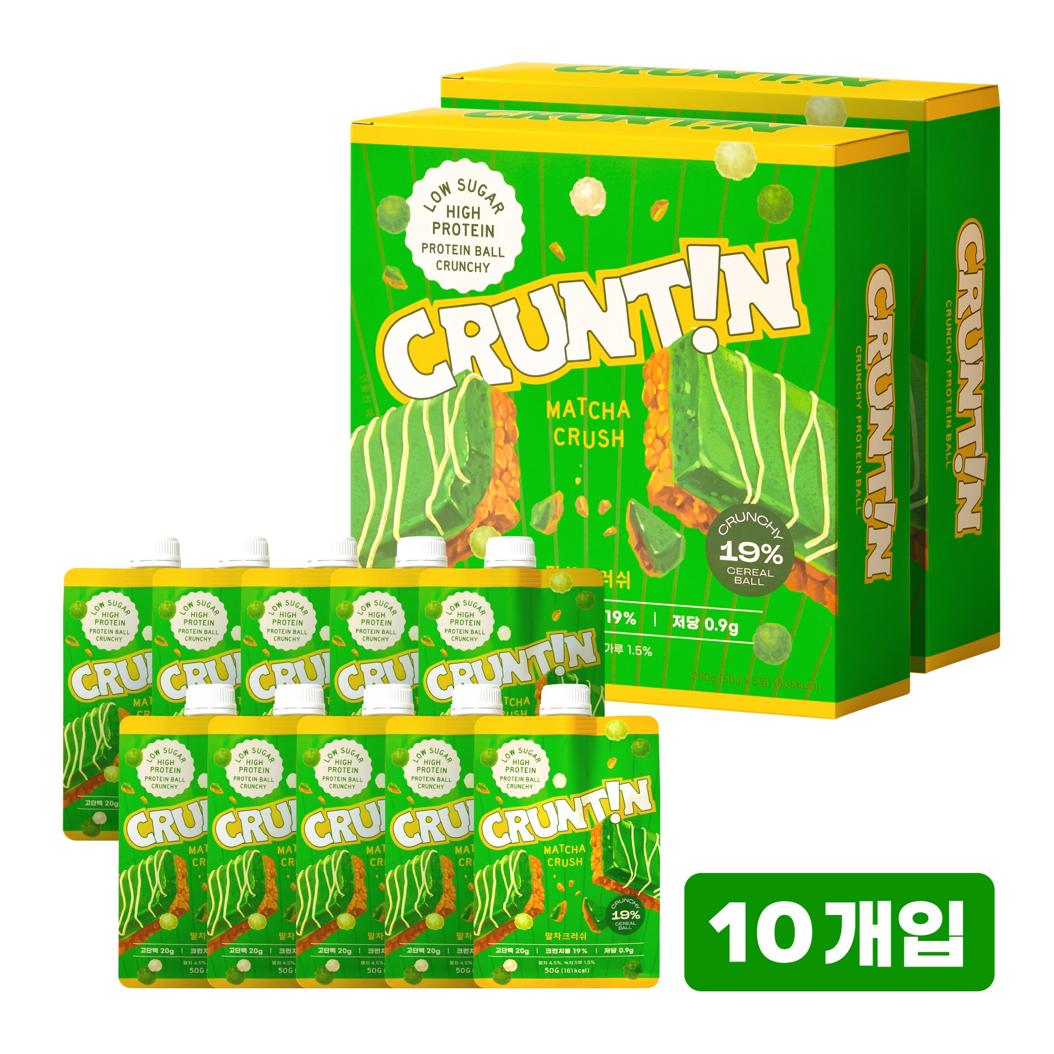 [본사공식몰] 크런틴 단백질쉐이크 말차크러쉬 크런치볼 25%, 2박스, 250g 59,000원