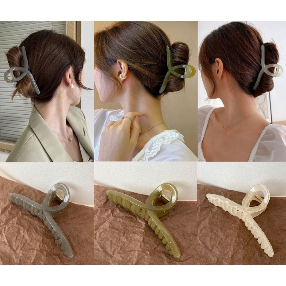 레이 빅사이즈 왕꼬임 반투명 집게핀 3종 세트 긴머리 대형 헤어클립 11cm 9,900원