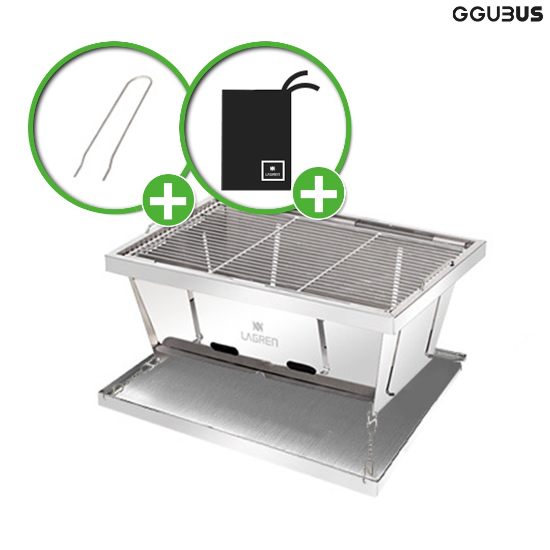 꾸버스 다닥 M 그릴 바베큐 숯불 접이식 캠핑화로대 BBQ +전용가방 + 우드트레이 62,000원