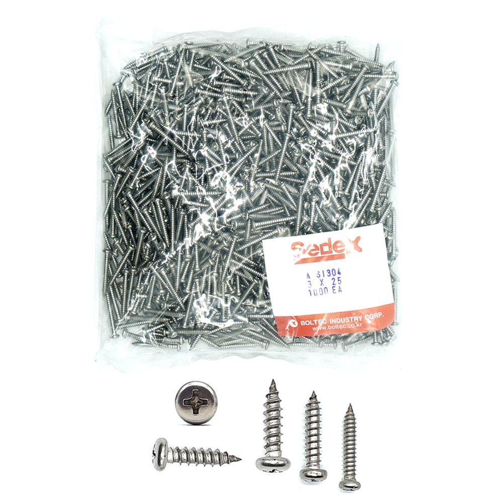 둥근머리 1종 피스 태핑 스텐 나사 봉지 20,000원