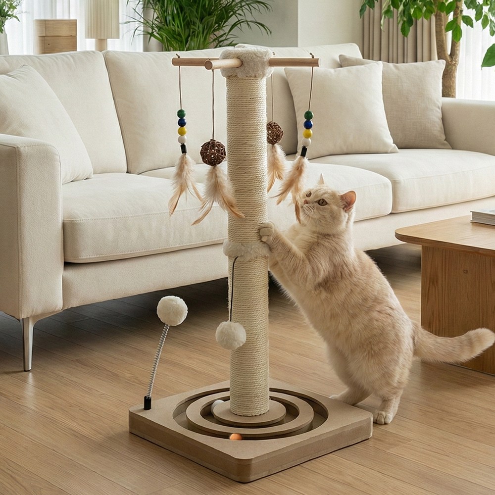 아토주 냥노리타워 장난감 기둥 스크래쳐, 1개, 베이지 26,400원