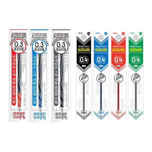 (JAVA) 자바 나노테크 3색펜 리필심 (옵션), 0.4mm 빨강(콘타입) 450원