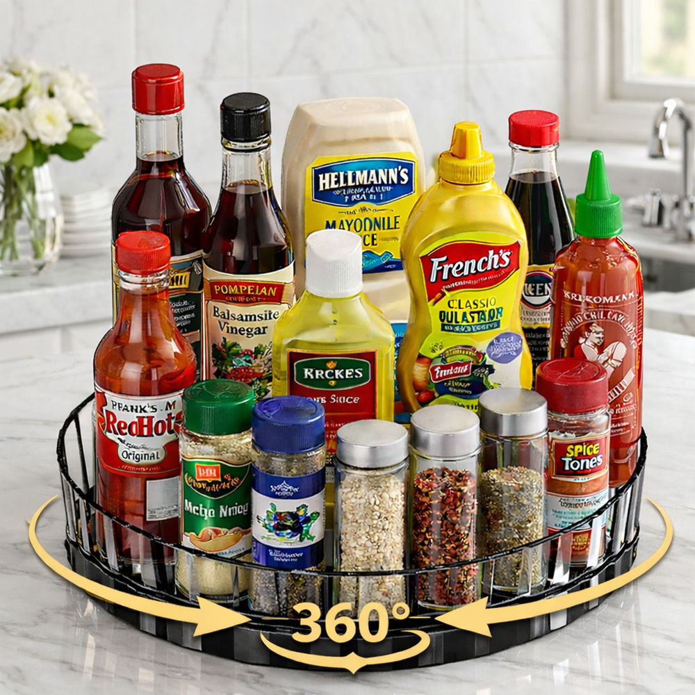 함자트 공간활용 360도 회전 다용도 수납 트레이, 1개, 투명화이트 10,700원