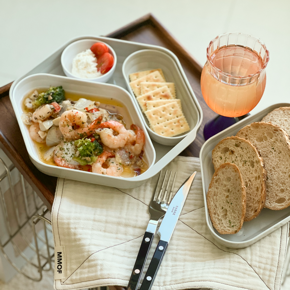 [Foodle] 플레이트 세븐 (Plate.07) 뚜껑있는 모듈형 식판 어린이식판 어른식판 성인식판 다이어트식판 디자인 테이블웨어 다회용기, 1개, 스카이블루 43,000원