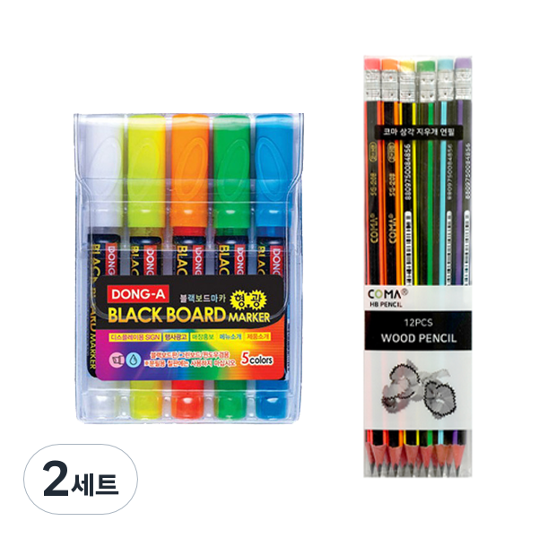 동아 블랙보드마카 5종 + 투코비 삼각 지우개 연필 SG-208 12p 세트 12,970원