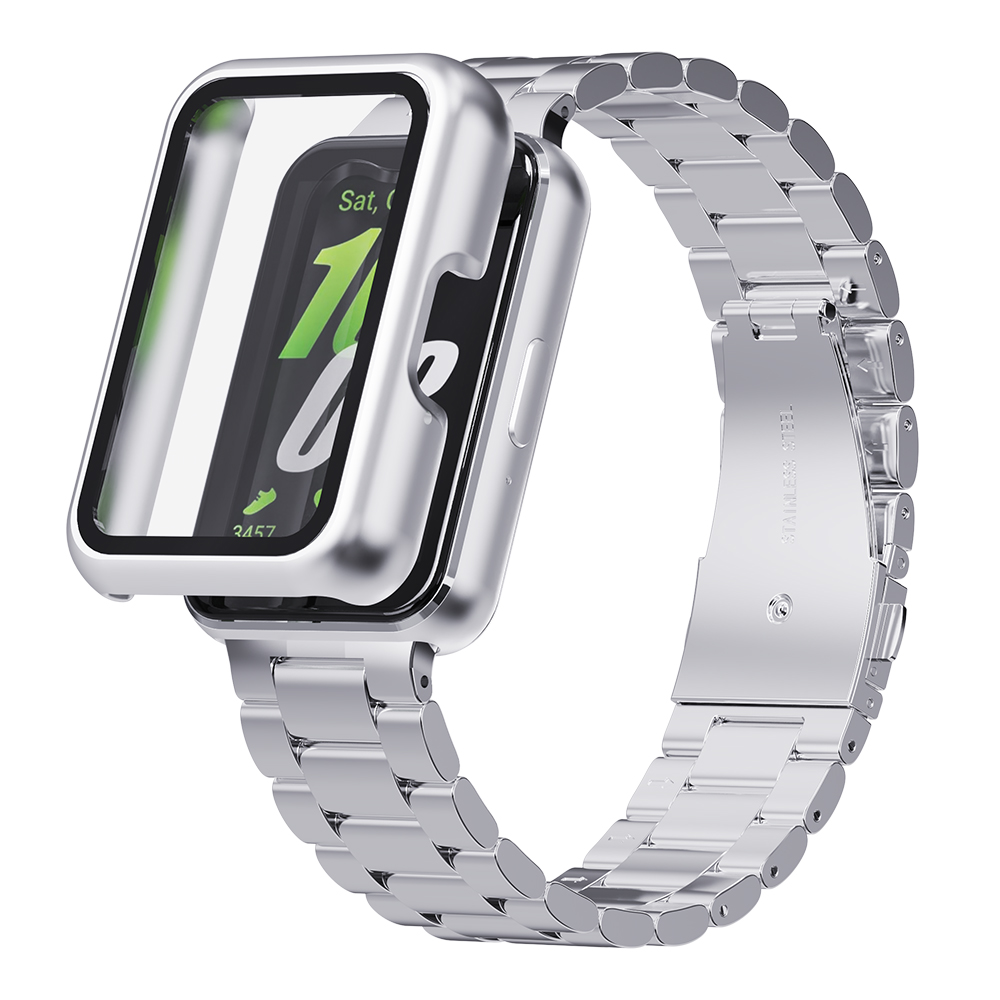 칸탐 갤럭시 핏3 호환 메탈 스트랩 + 풀커버 케이스 세트, 실버, 1개 16,550원