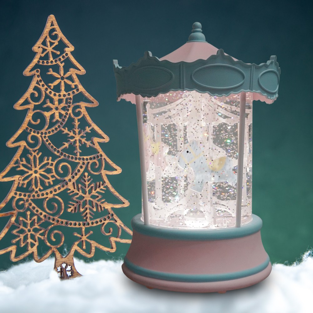 크리스마스 LED 오르골 무드등 스노우볼 워터볼 랜턴 선물 집들이선물 엔틱오르골 장식 조명 수면등 - 쁘띠회전목마 64,000원