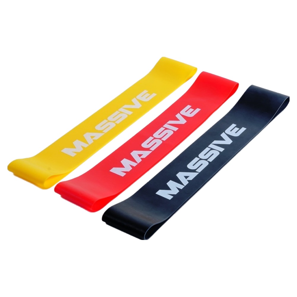 MASSIVE 라텍스 힙업 스쿼트 필라테스 요가 루프밴드 3종 세트, 옐로우, 레드, 블랙, 1세트 13,200원
