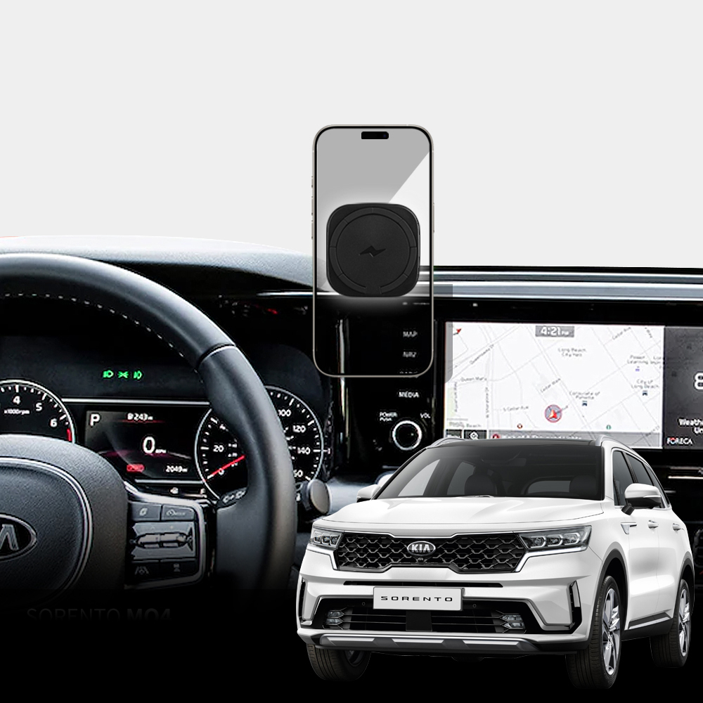 카비스 쏘렌토 MQ4 커브드전용 핸드폰 거치대 맥세이프 고속 무선충전기 차량용 모이크+ 맥세이프 마그넷 + 시거잭 + 케이블 + 고정클립 세트 63,560원