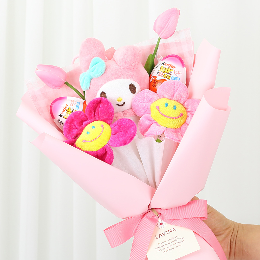 산리오 킨더조이 인형꽃다발 + 쇼핑백 세트, 마이멜로디 스마일 24,900원
