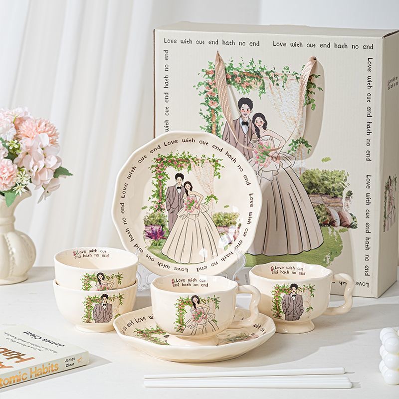 니치유 선물추천 신혼 커플 도자기 컵 밥그릇  접시 홈세트  8P 38,800원