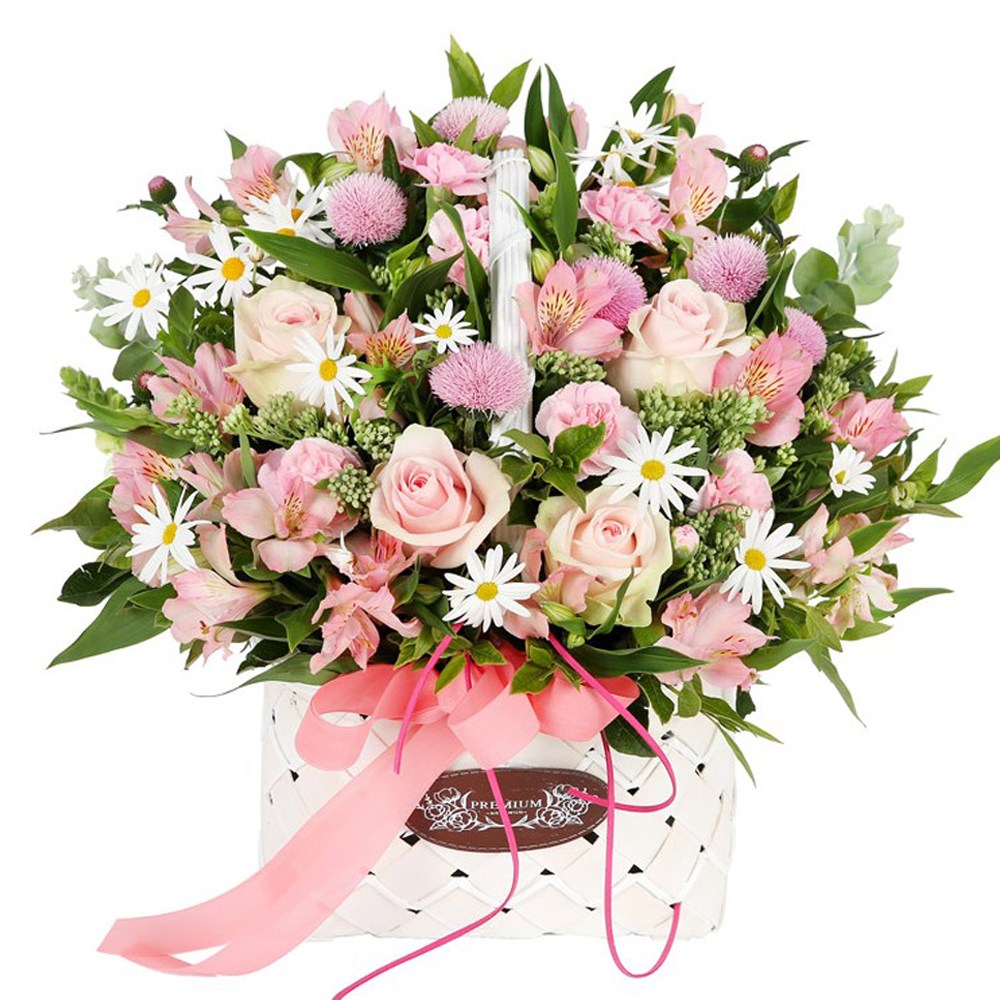 (오늘도착) 99플라워 풍성한 꽃바구니 "봄날의 설렘" 베이비 핑크 장미 ST-A1994 - 생일 기념일 결혼기념일 당일꽃배달 전국당일배송 생화, 1개 61,100원