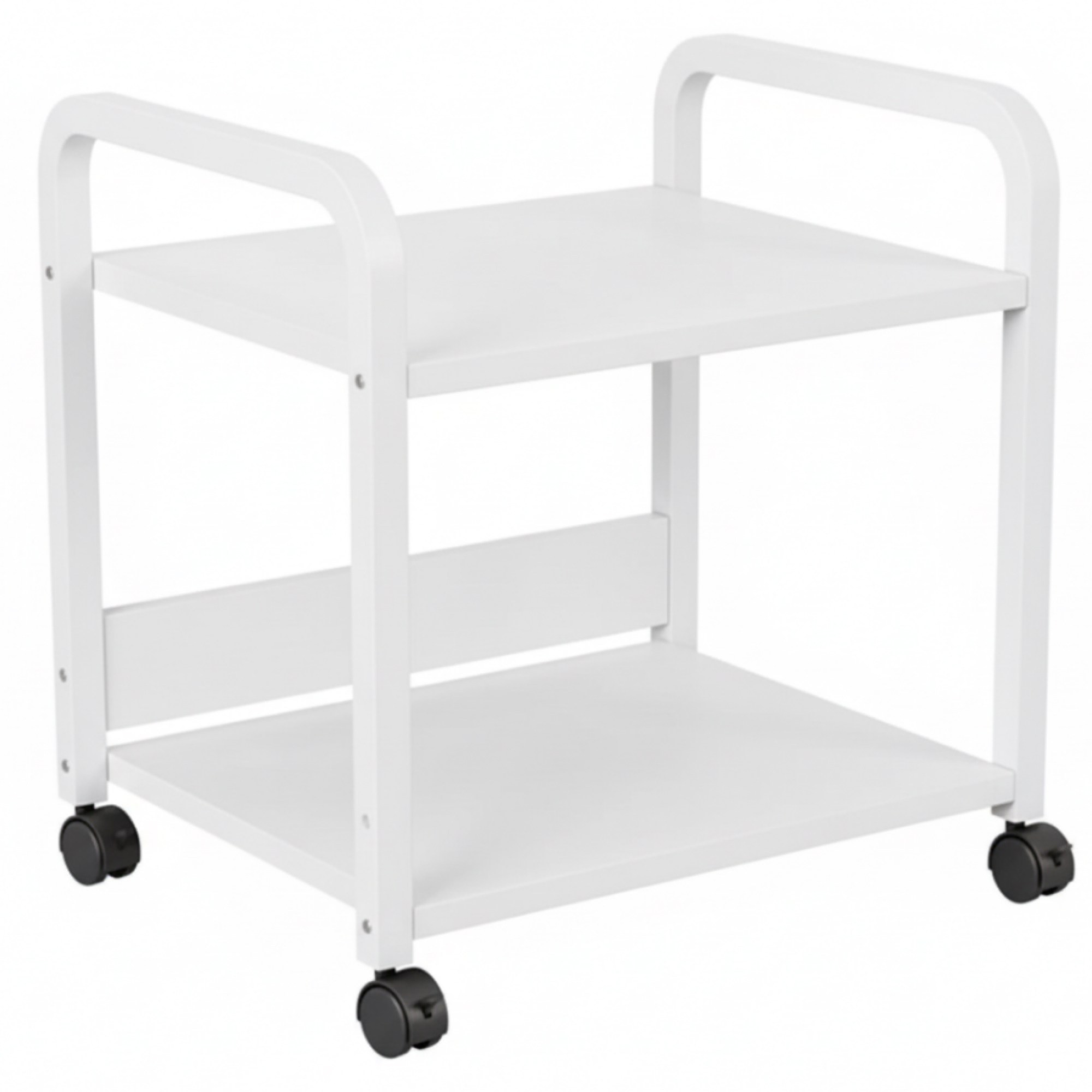 튼튼한 이동식 프린터 2단 선반 복합기 용지 받침대 바퀴 달린 철제 다용도 거치대, 1개, 화이트 2단 간격 30cm 69,700원