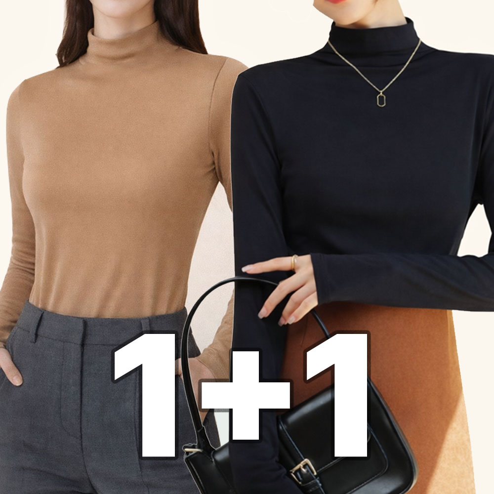 밀크린 여성 간절기 목폴라티 반목티 2종 세트 폴라티 긴팔 이너 티셔츠 16,300원