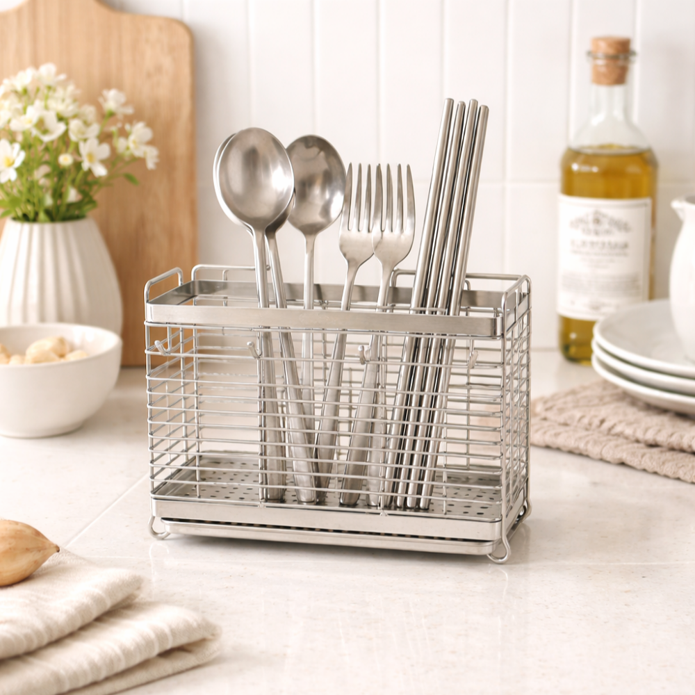 나띵베럴 304 올스텐 3구 물빠짐 수저통, 1개, 실버 22,600원