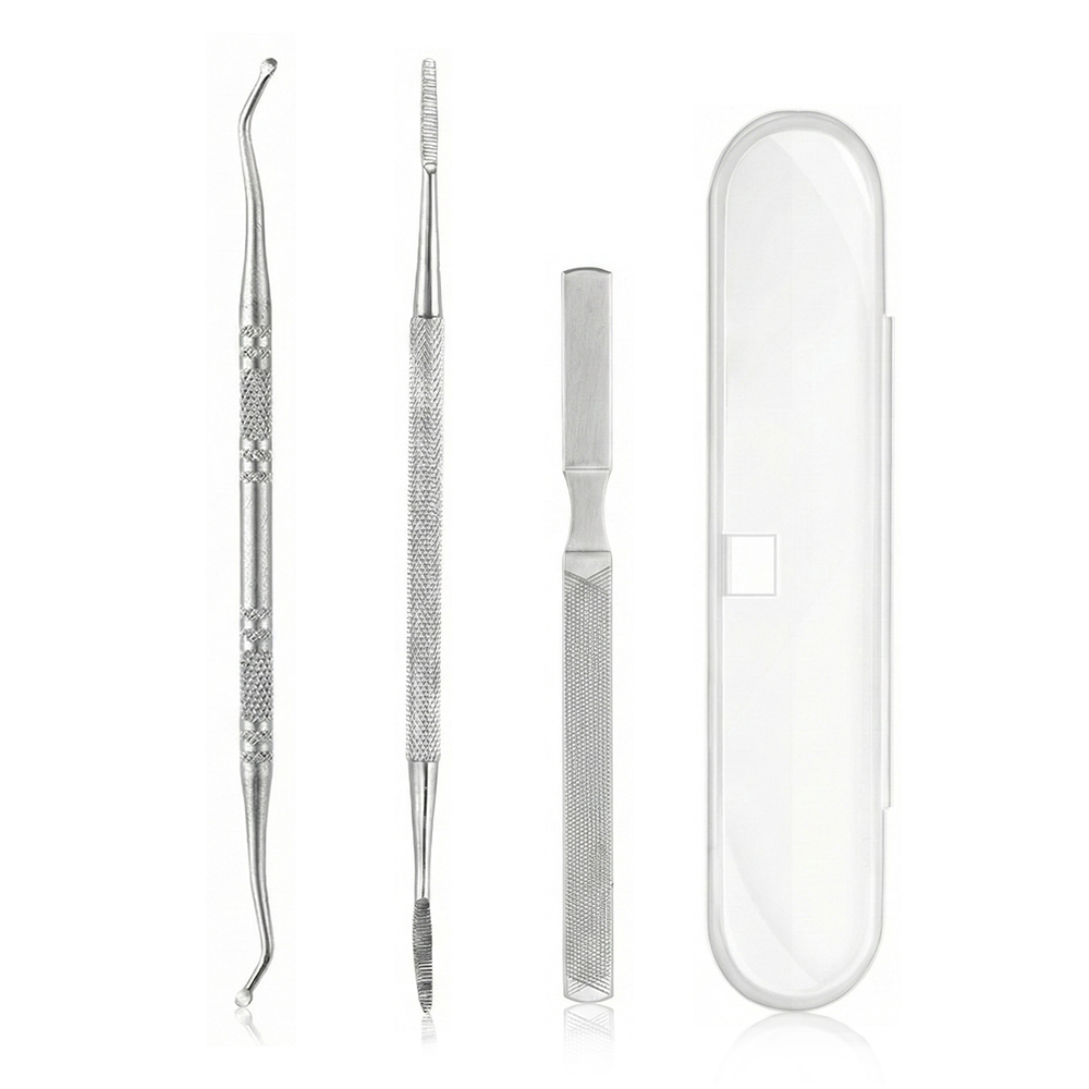 아띠꼴로 발톱 큐렛 손톱 큐티클제거 니퍼 셀프 케어 세트, 1세트, 실버3종, 현재가 5,700원