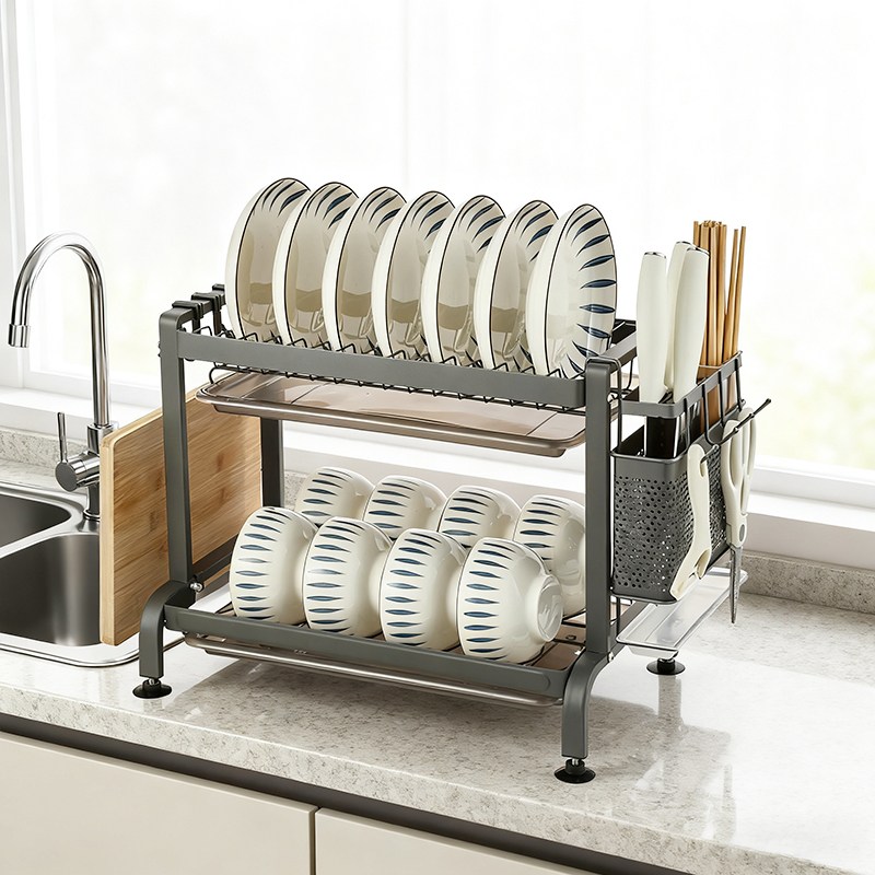 대용량 스테인리스 식기건조대 다용도 그릇 접시 수저 도마 수납 회색 18,000원