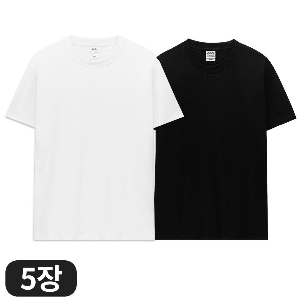 아소트 남녀공용 순면 라운드넥 무지 반팔 티셔츠 5장 세트 22,160원