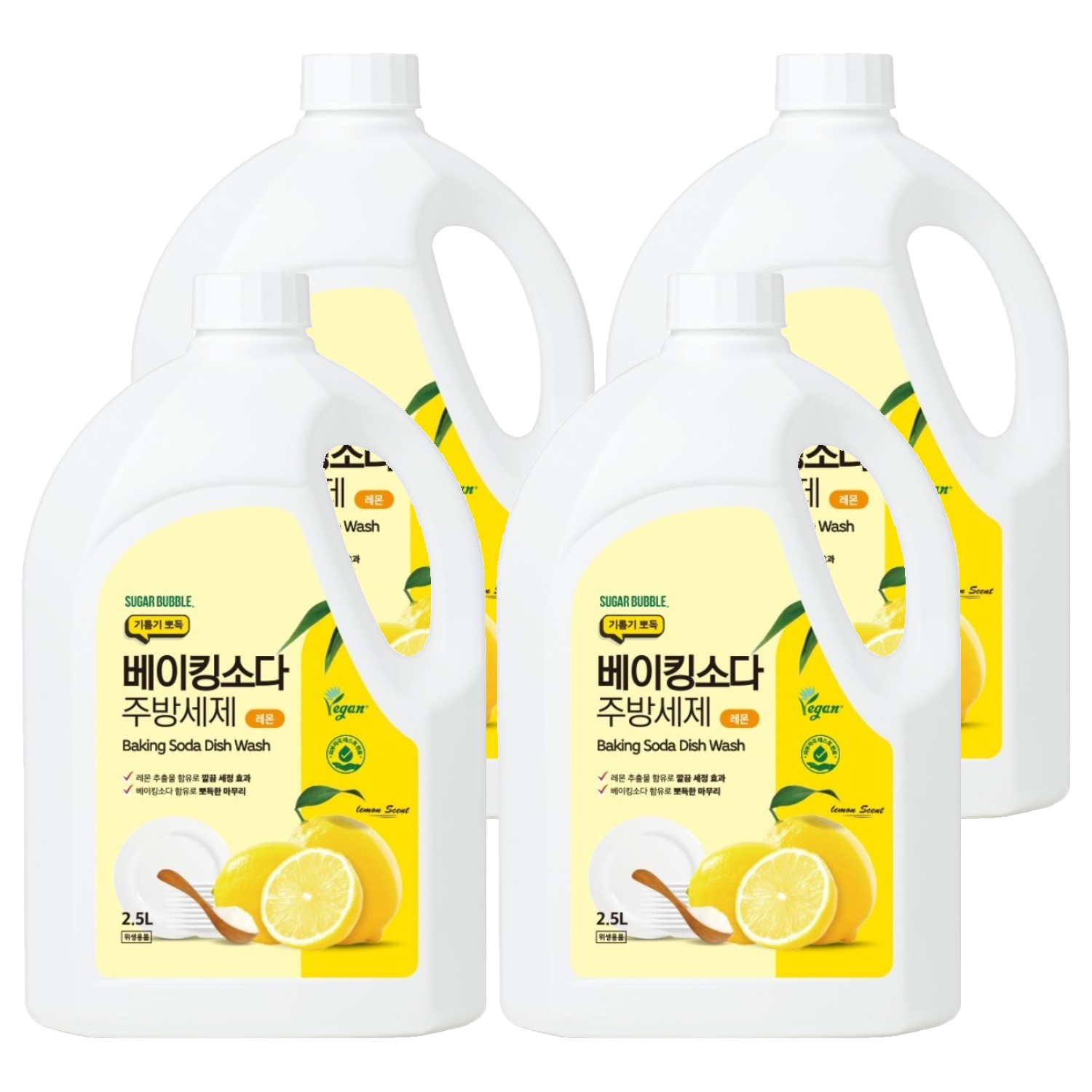 슈가버블 기름기 뽀득 베이킹소다 주방세제 레몬, 2.5L, 4개 22,970원