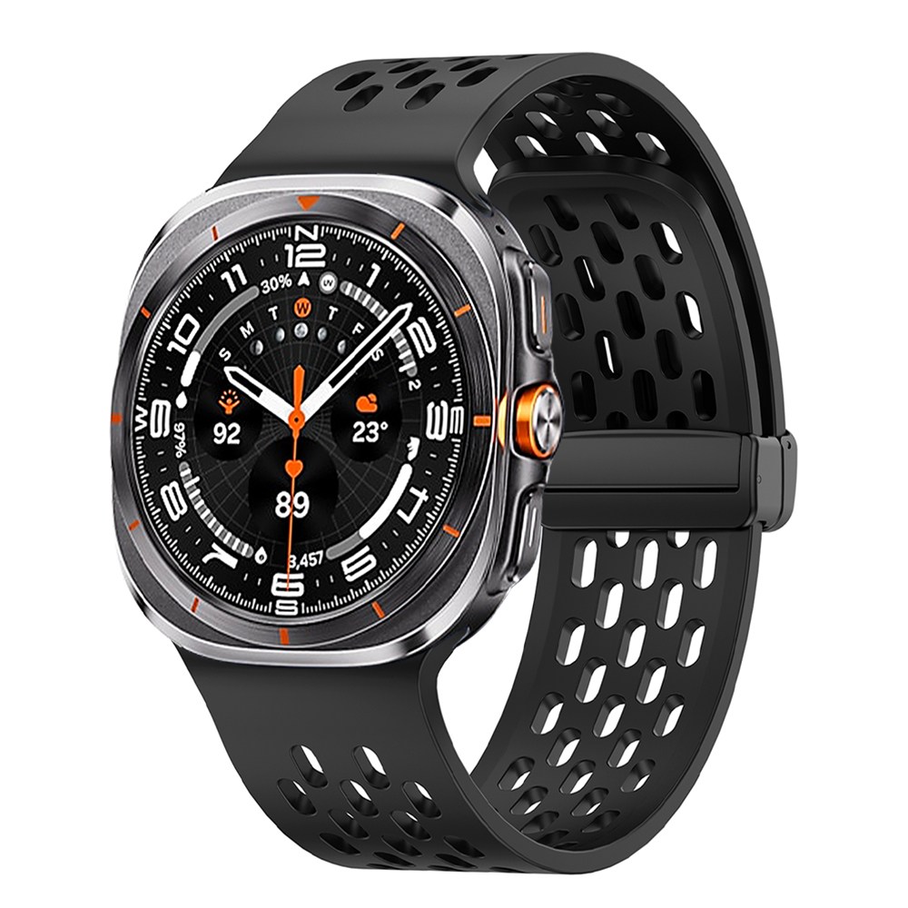 Sujunex 갤럭시 워치 울트라 호환 멀티 타공 실리콘 밴드 마그네틱 버클 통기성 스포츠용, 1개, 12# 블랙 8,800원